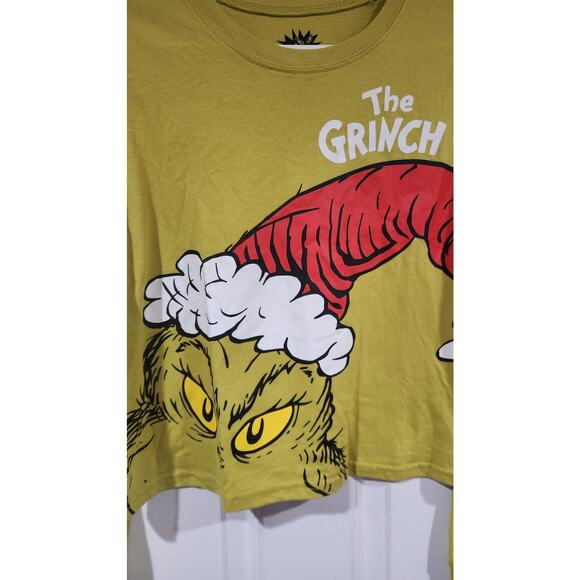 Women's Large Crop Top The Grinch Long Sleeve Christmas Shirt - Picture 2 of 9